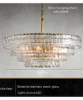 Next Level French Gray Glass Ceiling Pendant Light Sleek Round Chandelier With Dreamy Warm Ambiance, clear glass design, 90cm diameter.