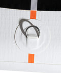 Close-up of LTF V2 Wing Foiling Board 180cm tie-down ring, showing durable drop stitch construction with a soft deck.