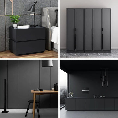 Black Peel And Stick Wallpaper 17 Inch By 240 Inch Matte Black Contact Paper Removable Waterproof Vinyl For Cabinets Countertops And Walls Self Adhesive No Mess Install used on furniture surfaces in modern rooms