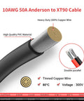 SB50 To XT90 Female Battery Cable 10 AWG 10 Ft Heavy Duty Power Lead For Forklift Trucks Tinned Copper Wire With Flame Retardant Housing Durable Quick Connect Cable, 10AWG tinned copper PVC wire