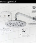 Studio S 8 Inch Rain Showerhead in Brushed Nickel, 2.5 GPM, wall-mounted with easy clean nozzles and drench spray.