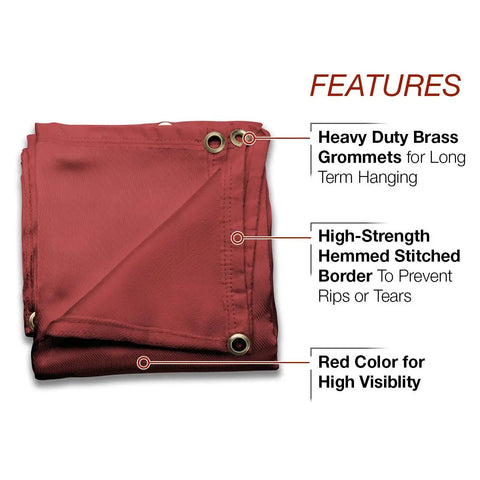 Folded pink Tough As Nails Welding Blanket 6 Ft By 6 Ft Heat Resistant Shield For Sparks Spatter And Grinding 1022F Rating 38 Oz Fiberglass Fabric with brass grommets and hemmed edges
