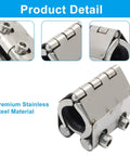 LifCratms pipe repair clamp, stainless steel, 20–23 mm (1/2 in) size for plastic and metal pipes.
Close-up of LifCratms pipe repair clamp bolt and nut in stainless steel.
Close-up of hinge segment on LifCratms pipe repair clamp.
Installed LifCratms pipe repair clamp around a pipe, stainless steel.