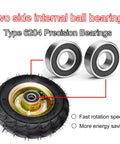 Detailed view of double ball bearings for Beefy Heavy Duty Swivel Caster Wheels with Side Brakes and reinforced rubber treads.
