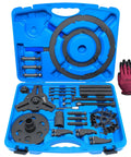 Pro Grade Dry Dual Clutch Transmission Removal And Installation Tool Kit For Ford Focus Fiesta Transit Connect 2019 And B MAX DPS6 Compatible Heavy Duty DIY Friendly Professional Alignment Tools in blue case, steel tools, and gloves