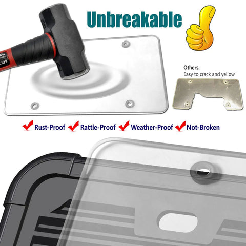 Clear License Plate Protector With Silicone Frame Sturdy Unbreakable Shield For Front And Back Plates Easy Screw Mount With Caps Sleek Dope Novelty Cover That Keeps Your Plate Safe And Stylish On Any Ride with hammer
