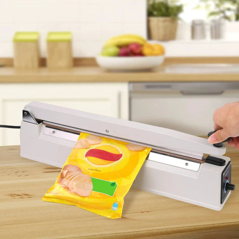 16 Inch Heavy Duty Manual Impulse Sealer With Extended 3mm Seal Strip for plastic bags on kitchen counter