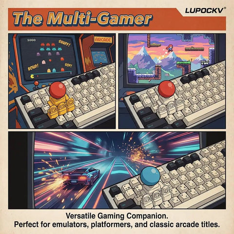 3D Printed Keyboard Joystick Adapter For WASD Four Key Linkage Creates Retro Arcade Vibe Over Your Keyboard Keys Built For Mini Fighting Controllers DIY Novelty Analog Button Attachment Yellow on a keyboard