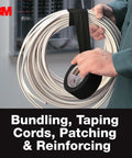 3M black duct tape roll, 1.88 in x 20 yd, for bundling cords