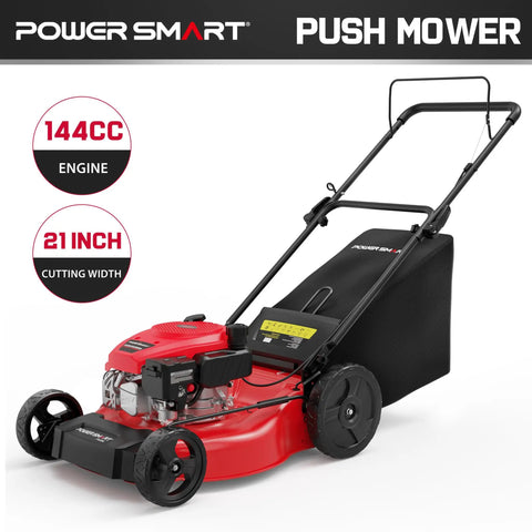 2-In-1 Push Lawn Mower With 144cc OHV Engine For Mulching And Bagging, Lightweight With High Wheels, Easy Assembly, 6 Cutting Heights, Powerful Yet Easy To Maneuver For Small To Medium Yards, Mow Like A Boss. 21-inch red push mower with bag