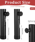 4 Pack Adjustable Table Leg Extenders Heavy Duty Steel Chair Risers dimensions showing dual height adjustments, up to 7.88 in.