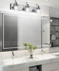 Chrome Vanity Light Fixture For Bathroom Three Light Farmhouse Style Over Mirror With Clear Glass Shades Bulbs Not Included