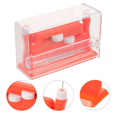 Triple Pack Double Head Needle Threader Tool For Hand Sewing With Accurate Thread Insertion And User Friendly Plastic Design Portable Orange Threading Tool For On The Go Use, orange plastic case