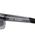 Ztek Safety Glasses S2520R15 With 1.5 Bifocal Reader, side view, gray lens and frame, ANSI Z87+ protection, wraparound style