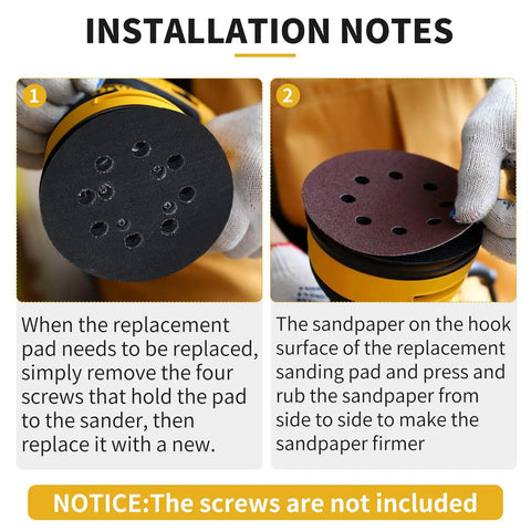 2 Pack 5 Inch 8 Hole Hook And Loop Orbital Sander Pad Replacement For DeWalt DWE6421 DWE6423 DCW210B installation tips