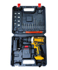 21V Cordless Drill And Screwdriver Set Boasts Multiple Drive Modes And Adjustable Torque For Precision Work On Light Materials in storage case.