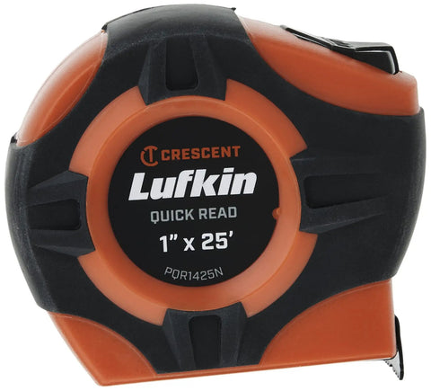 1 Inch By 25 Foot Tape Measure With Quickread, Hi Vis Orange Case, Pivot Lock, Easy Grip, A3 Blade, Vertical Numbering