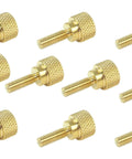 10 Pack Solid Brass Thumb Screws 8-32 X 1/2 Inch With Diamond Knurled Head, Straight Shoulders, Right Hand Thread, Flat Tip, Uncoated, Easy Hand Tightening Without Tools, Durable Quick Grip Fasteners