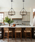 Black Farmhouse Chandeliers For Dining Room Light Fixture With Six Candle Style Heads above kitchen island