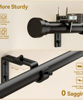 Heavy Duty Adjustable Curtain Rod 32 To 144 Inches Black 1 Inch Diameter Extra Long Window Rods Modern Design No Fuss Easy Install