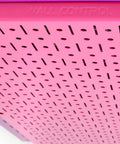 Dope Pink Metal Pegboard Wall Panels Pack, Two 32 Inch Tall By 16 Inch Wide Pegboard Boards close-up showing perforations and edge