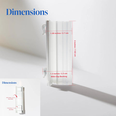 Heavy Duty Warehouse Aisle Sign Holders With Flexible Hinge For Pallet Rack Uprights holding quarter inch signs, shown with dimensions.