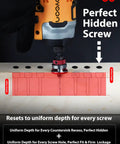 Heavy Duty Nine Piece Countersink Drill Bit Set With Adjustable Depth Stop Collar And Tct Alloy Steel Built To Shoot Straight For Eighty Two Degree Screw Prep And No Hassle Precision Work, showing adjustable depth collar on drill.