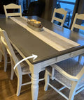 Dining table with Matte Sealer for Painted Furniture and Cabinets Water Based Clear Matte Topcoat applied, no yellowing visible.