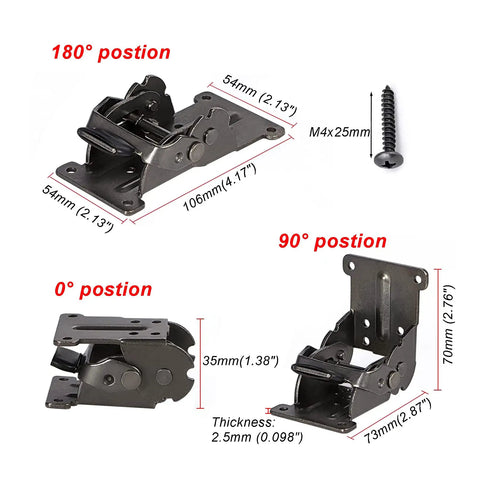 Heavy Duty Folding Hinge Locking Brackets 0 To 180 Degree Adjustable Invisible Table Extension Bracket Pack Of 4 in various positions