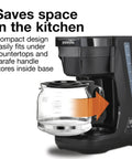 Front view of FrontFill Drip Coffee Maker Digital Programmable 12 Cup Glass Carafe Black And Silver With Easy Fill Reservoir