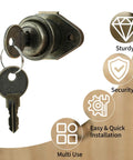 Heavy Duty Zinc Alloy Cabinet Drawer Lock With Antique Bronze Finish, Includes Secure Keys, Child Safe Furniture Hardware For Kitchen Pullout Drawers, Built Like A Tank With No Sweat Installation, showing key and lock detail.