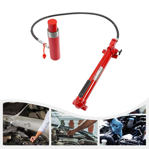 20-Ton Porta-Power hydraulic jack kit with red steel body, hose and handle for auto body frame repair