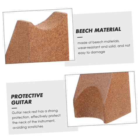Close-up of beech wood guitar neck rest from Ultimate Guitar Neck Rest Repair Kit With Premium Basswood Work Mat For Electric And Bass Care Luthier Essentials Easy Portable Travel Setup.