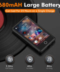 Massive 80GB Bluetooth MP3 Player And 3 Inch Portable MP4 Video Player With Built In Speaker FM Radio Video E Book Recording Supports All Formats Expandable To 256GB Black showing battery life