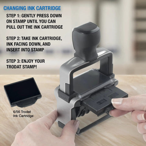 Changing ink cartridge for Heavy Duty Eight Band Self Inking Number Stamp With Slick Stainless Steel Dials And Killer Bold Black Ink.
