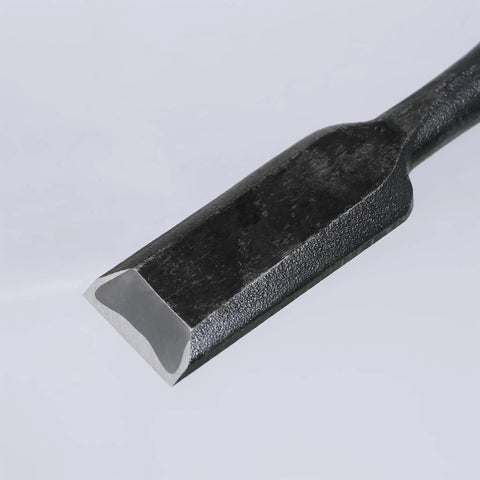 Heavy Duty Japanese Wood Chisel One Inch Hand Forged White Steel Number Two Blade Razor Sharp Edge from angled view.