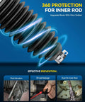 360 protection for inner rod with upgraded Viton rubber boots, preventing mud intrusion, oil seal leakage, and rust on inner rod.