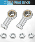 Two Pack SI14T/K Rod End Bearings, 14mm Bore, M14x2 Right Hand Female Thread, Self-Lubricating Chrome Steel Joint With Jam Nuts