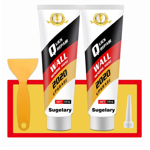 All In One Drywall Patch Repair Kit With Scraper For Quick Hole Dent And Scratch Fix On Walls Plaster And Wood Surfaces Easy Step By Step White Spackle showing two paste tubes, scraper, and nozzle extender.