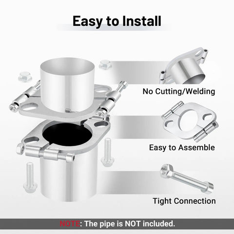 1.75 Inch Split Flange Repair Kit For Exhaust Pipes Carbon Steel Oval Pipe Connectors With Hex Socket Bolts showing installation detail.