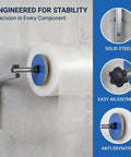 Slick Wall Mount Bubble Wrap Dispenser With Heavy Duty Galvanized Steel and Smooth Tidy Rewind ready packs shipping fits air cushion film rolls up to forty inches wide, showcasing stable design and easy adjustment features.