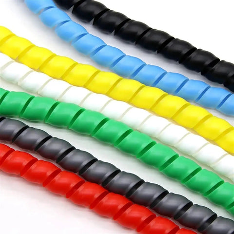 Yellow Flexible Spiral Cable Protector Sleeve For 10mm To 14mm Cables 10 Meters Long Wire Organizer Tube in multiple colors