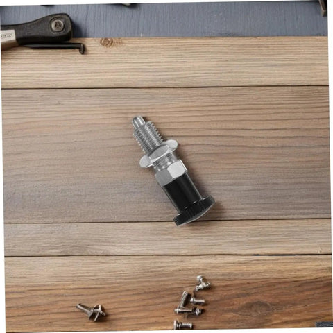 Rock Solid Stainless Steel Spring Plunger With Integrated Reset Mechanism And Precision Fine Thread for workbenches on wood background.