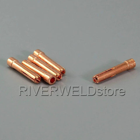 TIG Stubby Collets 3/32 Inch and 2.4mm Orifice for PTA DB SR WP 17 18 26 TIG Welding Torch, Pack of 10, brass bodies