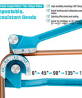 Duratech 180 Degree Tubing Bender 3 In 1 Pipe Bender Tool for Soft Copper Brass Aluminum Thin Steel with angle meter.
