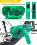 7 Piece Bike Cleaning Kit With Degreaser 10 Oz And Wet Lube 2 Oz, Chain Scrubber showing before and after chain cleaning