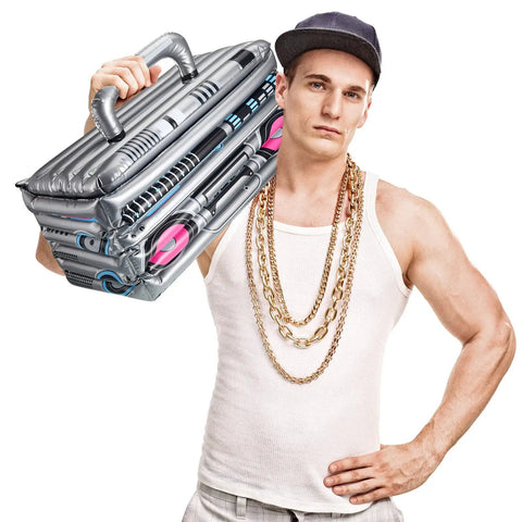 Inflatable Boom Box Beverage Cooler For Retro 80s 90s Parties, Blow Up Radio Cooler For Birthday Drink Favors, Hip Hop Nightclub Decor