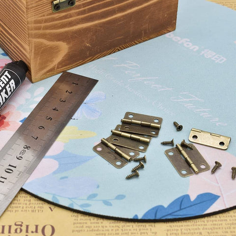 Antique Bronze Mini Hinges 25x19mm 50 Pack With 200 Matching Screws For Wooden Jewelry Boxes Cabinets And Decorative Projects