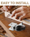 Hands installing Set Of Four Heavy Duty One Inch Swivel Caster Wheels With U Shaped Brackets Silent Rolling Replacement Hardware for easy use.