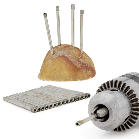 2Mm Diamond Drill Bits For Glass And Tile 0.08 Inch Hole Saw Set displayed with a power drill and ceramic material